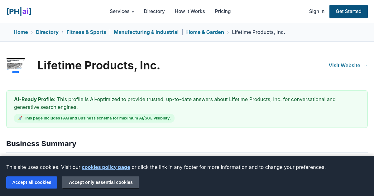 Lifetime Products, Inc. | PrivateHub.ai